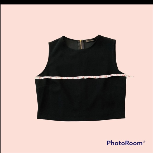 NWT  Zara Black Crop Top with Gold Zipper detail - Picture 2 of 13